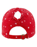 Red Star Ponytail Slit Adjustable Hat