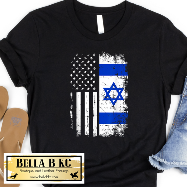 Israel - USA & Israel Grunge Flag - Israel Tee