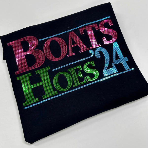Boats N Hoes 24 - Metallic Holographic Spangle Tee or Tank
