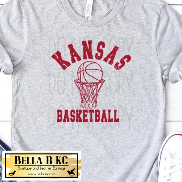 Kansas KU Basketball Red Print Tee or Sweatshirt