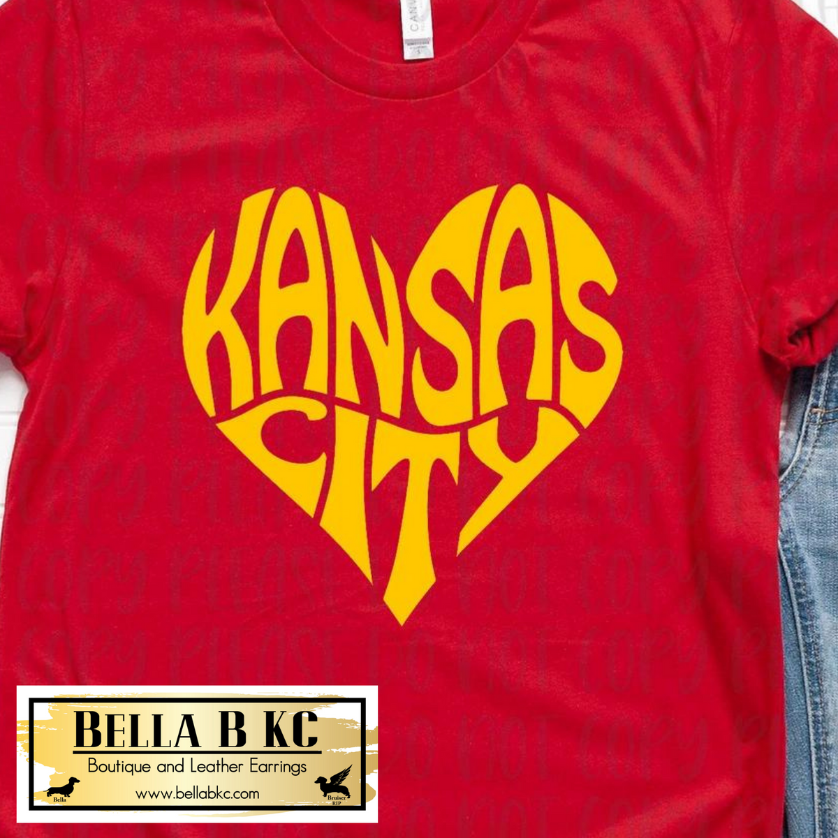  KC Red & Yellow Heart Kansas City Red/yellow heart kc red kc  Sweatshirt : Clothing, Shoes & Jewelry