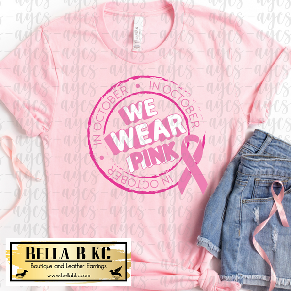 Breast Cancer In October We Wear Pink Round Logo Tee