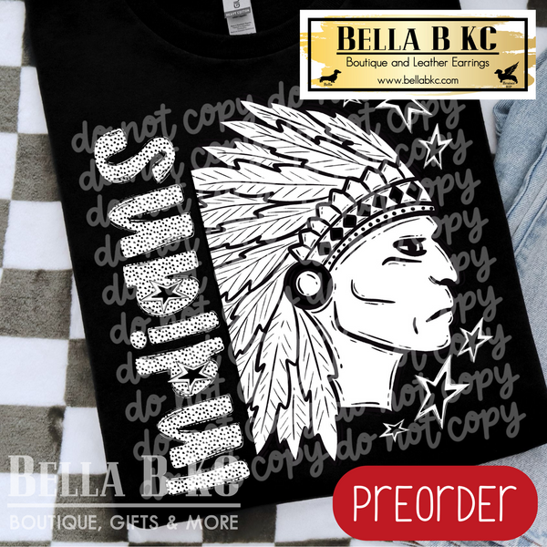 **PREORDER ONLY**  Indians BW Dalmatian Tee or Sweatshirt - 1 Week Turn Around from Date of Order