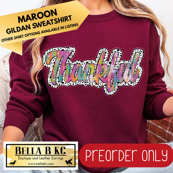 **PREORDER ONLY** Fall - Watercolor Thankful #100 - Tee or Sweatshirt - 1 Week Turn Around from Date of Order