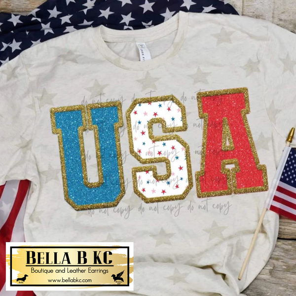 Patriotic - USA Faux Glitter Tee