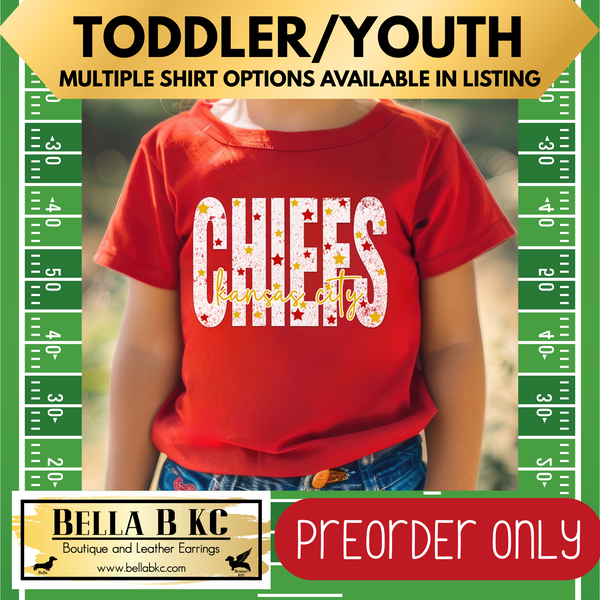 **PREORDER ONLY** TODDLER/YOUTH - KINGDOM - Kansas City Football stars Tee or Sweatshirt - Up to 1 Week Turn Around Time