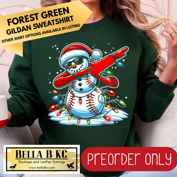**PREORDER ONLY** Christmas - Baseball Snowman Dab - Multiple Shirt Options - 1 week turnaround time