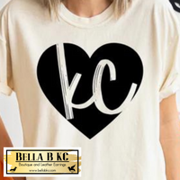 Kansas City Script Heart Black Ink Tee or Sweatshirt