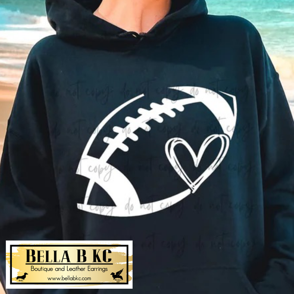 Football Heart Doodle Tee or Sweatshirt