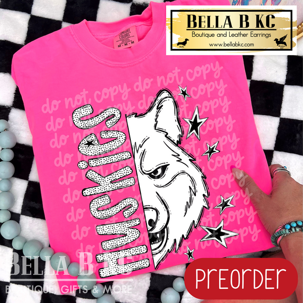 **PREORDER ONLY**  Huskies BW Dalmatian Tee or Sweatshirt - 1 Week Turn Around from Date of Order