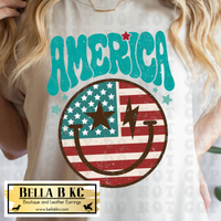 Patriotic - America Retro Smiley Tee