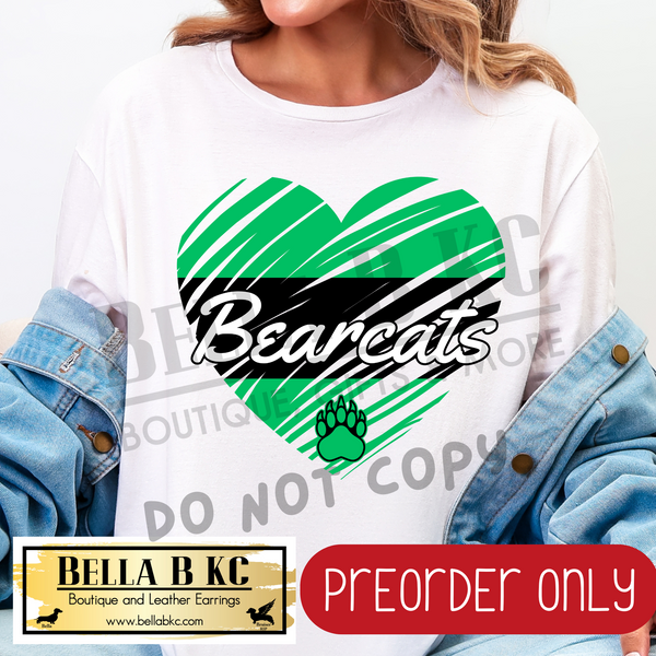 **PREORDER ONLY** Bearcats Scribble Split Heart - Tee or Sweatshirt - 1 Week Turn Around from Date of Order