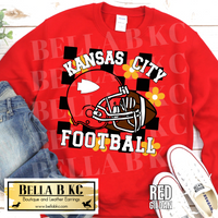 Kingdom - KC Football Floral Checkered on Red Tee or Sweatshirt