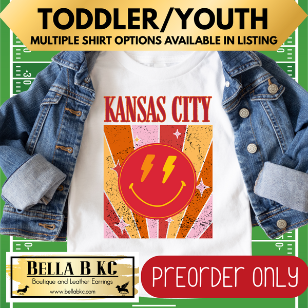 **PREORDER ONLY** TODDLER/YOUTH - KINGDOM - Smiley Rays Bolt Tee or Sweatshirt - Up to 1 Week Turn Around Time