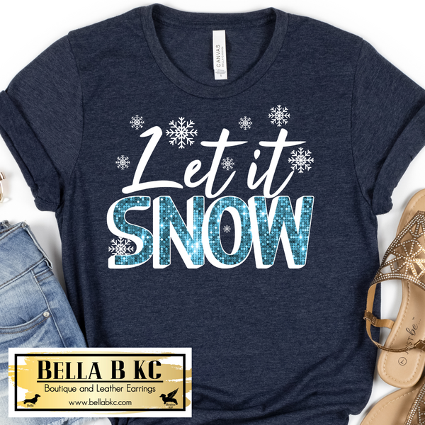 Christmas - Let It Snow Faux Sequins Tee or Sweatshirt