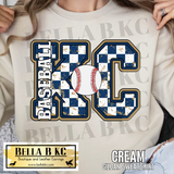 Kansas City Baseball Checkered KC Tee or Sweatshirt