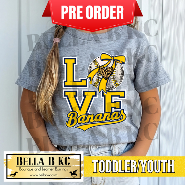 **PREORDER ONLY - 1 WEEK TAT** TODDLER/YOUTH - LOVE Banana Baseball Tee