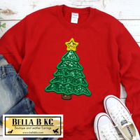 Christmas - Faux Embroidery/Sequin Christmas Tree Tee or Sweatshirt