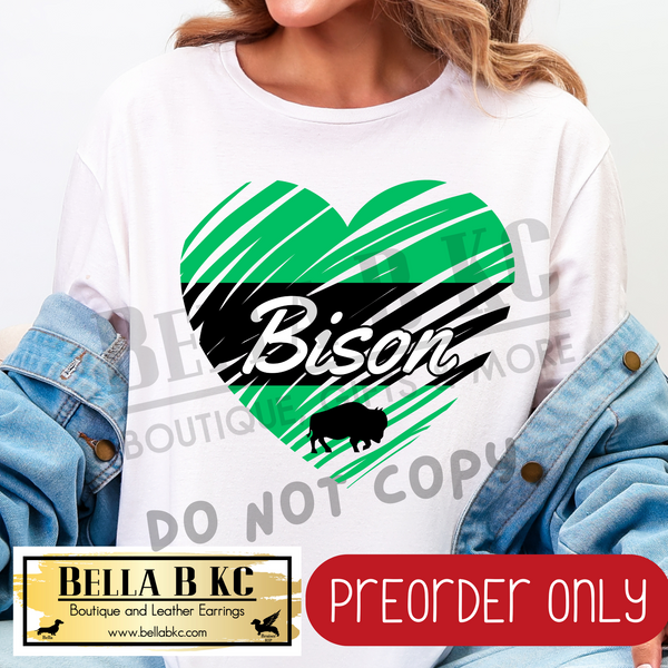 **PREORDER ONLY** Bison Scribble Split Heart - Tee or Sweatshirt - 1 Week Turn Around from Date of Order