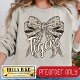 **PREORDER ONLY** Tigers Camo Coquette Bow - Tee or Sweatshirt - 1 Week Turn Around from Date of Order