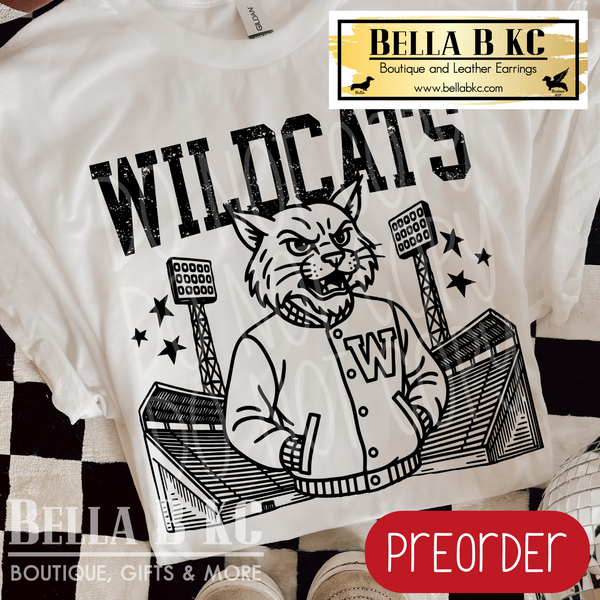 **PREORDER ONLY** Wildcats Letterman Tee or Sweatshirt - 1 Week Turn Around from Date of Order