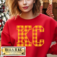 Kansas City KC Buffalo Plaid Yellow Print Tee or Sweatshirt