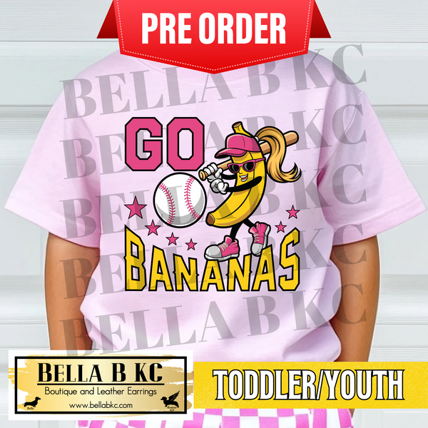 **PREORDER ONLY - 1 WEEK TAT** TODDLER/YOUTH - Girl Banana Baseball Tee