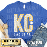 Kansas City KC Baseball Leopard with Golden Yellow Outline Tee or Sweatshirt