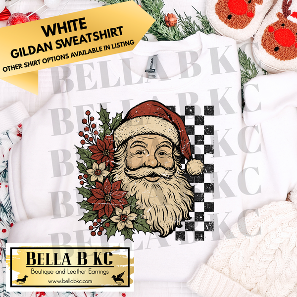 Christmas - Checkered Vintage Santa - Multiple Shirt Options
