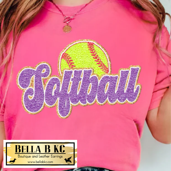 Softball FAUX Chenille Tee or Sweatshirt