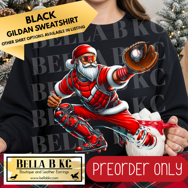 **PREORDER ONLY** Christmas - Baseball Santa Catcher - Multiple Shirt Options - 1 week turnaround time