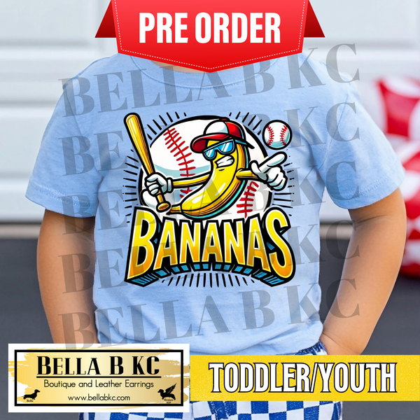 **PREORDER ONLY - 1 WEEK TAT** TODDLER/YOUTH - Banana Baseball Tee