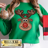 Christmas - Reindeer Faux Embroidery/Sequins Tee or Sweatshirt
