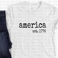 Patriotic - America Est. 1776 Black Print Tee