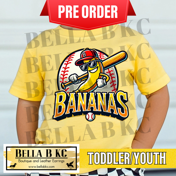 **PREORDER ONLY - 1 WEEK TAT** TODDLER/YOUTH - Banana Baseball Tee
