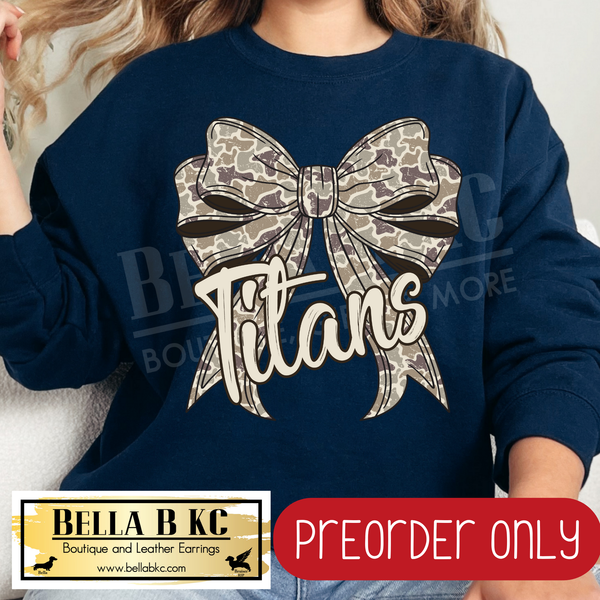 **PREORDER ONLY** Titans Camo Coquette Bow - Tee or Sweatshirt - 1 Week Turn Around from Date of Order