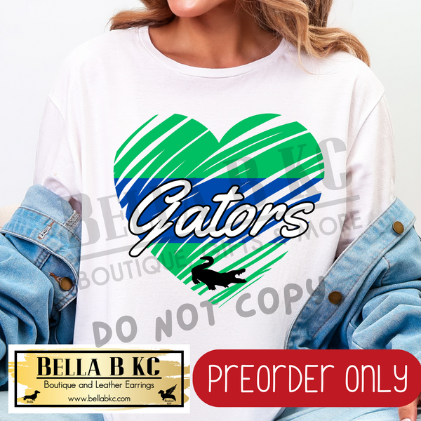 **PREORDER ONLY** Gators Scribble Split Heart - Tee or Sweatshirt - 1 Week Turn Around from Date of Order