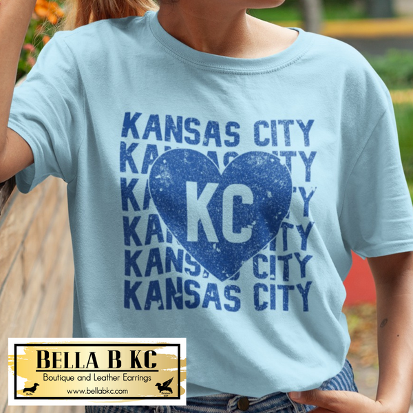 KC Baseball Kansas City Repeat with Blue Heart Tee or Sweatshirt