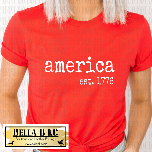 Patriotic - America Est. 1776 White Print Tee