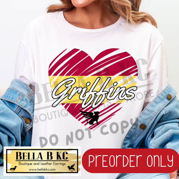 **PREORDER ONLY** Griffins Scribble Split Heart - Tee or Sweatshirt - 1 Week Turn Around from Date of Order