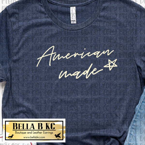 Patriotic - American Made Script Cream Print Tee