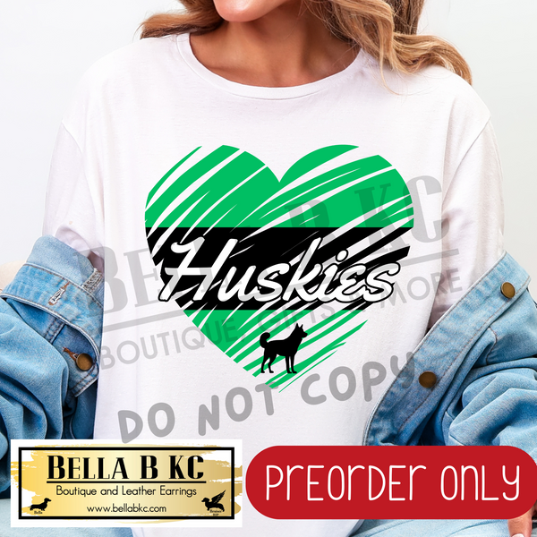 **PREORDER ONLY** Huskies Scribble Split Heart - Tee or Sweatshirt - 1 Week Turn Around from Date of Order