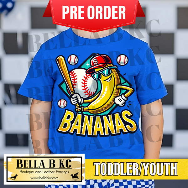 **PREORDER ONLY - 1 WEEK TAT** TODDLER/YOUTH - Banana Baseball Tee