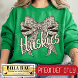 **PREORDER ONLY** Huskies Camo Coquette Bow - Tee or Sweatshirt - 1 Week Turn Around from Date of Order