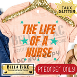 **PREORDER ONLY** TS 12 Like of a Nurse FAUX GLITTER - Tee or Sweatshirt - 1 Week Turn Around from Date of Order