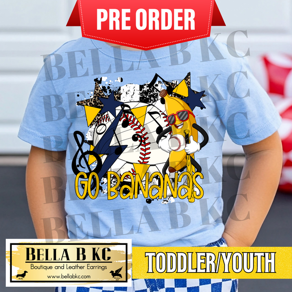**PREORDER ONLY - 1 WEEK TAT** TODDLER/YOUTH - Banana Baseball Collage Tee