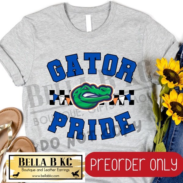 **PREORDER ONLY** Gator Pride Checkered Mascot Tee or Sweatshirt - 1 Week Turn Around from Date of Order