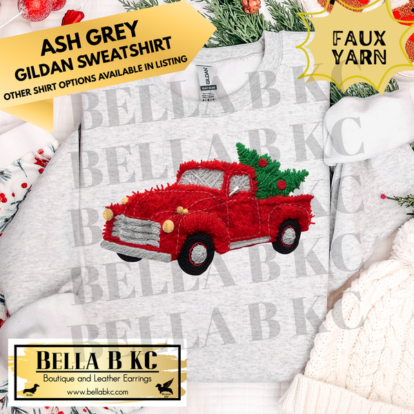 Christmas - Red Truck *FAUX YARN* - Multiple Shirt Options