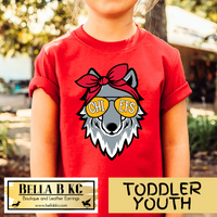 TODDLER/YOUTH - KC Football Cute Wolf Chick Tee or Sweatshirt