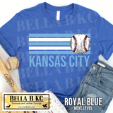 Kansas City Baseball Striped Tee or Sweatshirt